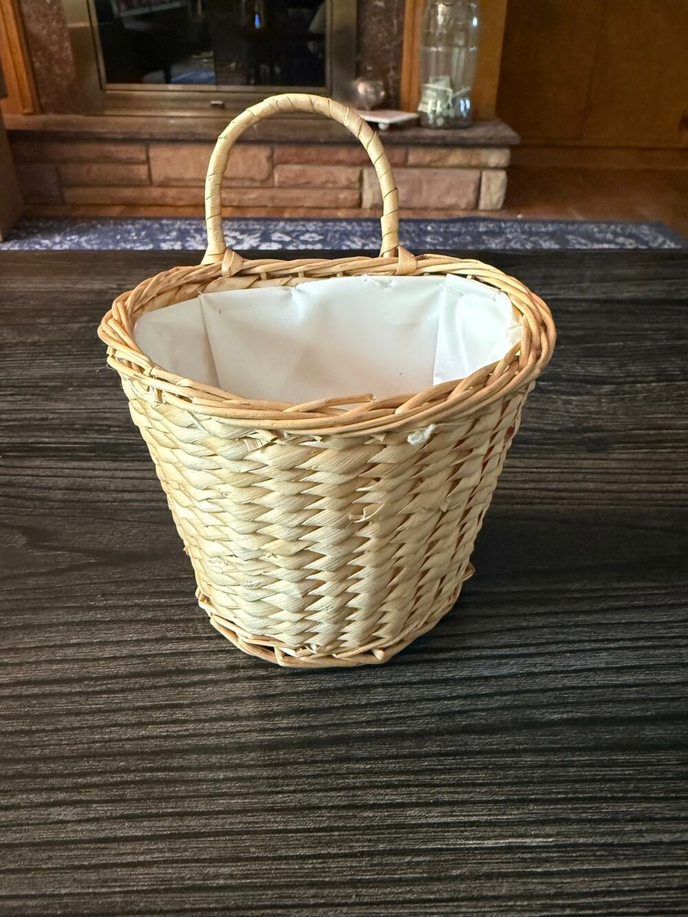 Boho Woven Wicker Hanging Wall Basket with Removable Liner